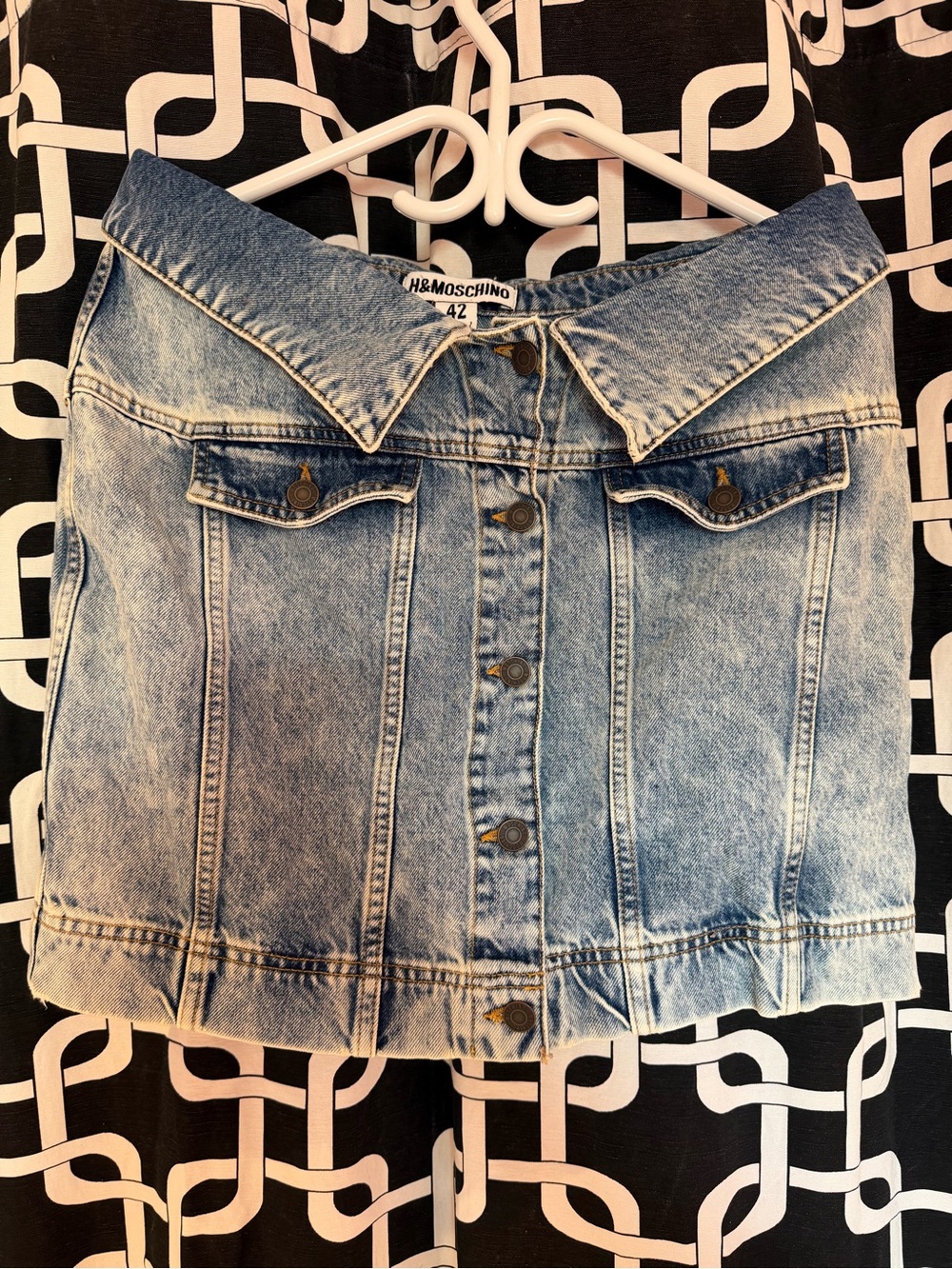 H&M x Moschino Collab Denim Jacket Style Miniskirt